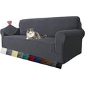 Rivestimento Jacquard Monopezzo per Divano Tre Posti Elasticizzato con Base Antiscivolo Colore Grigio