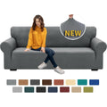 Rivestimento Stretch per Divano Tre Posti con Braccioli Ideale per Case con Animali Colore Grigio Chiaro