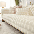 Telo in Peluche Morbido Antiscivolo per Divano e Chaise Longue Bianco Latte