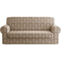 Fodera Damascata Elasticizzata per Divano Quattro Posti Design Elegante Colore Beige