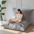 Pouf Quadrato Imbottito in Peluche Oversize per Relax 135 ¡Á 190 cm Grigio
